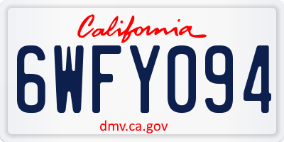 CA license plate 6WFY094