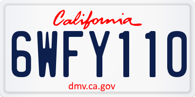 CA license plate 6WFY110