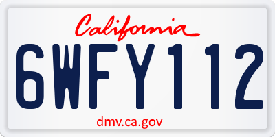 CA license plate 6WFY112