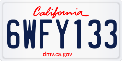 CA license plate 6WFY133
