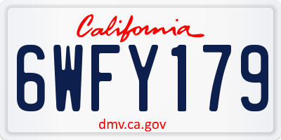 CA license plate 6WFY179