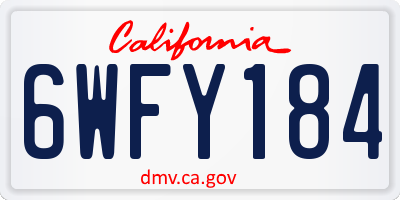 CA license plate 6WFY184