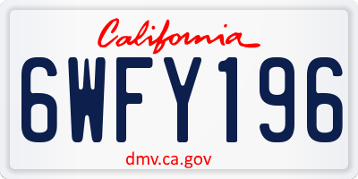 CA license plate 6WFY196
