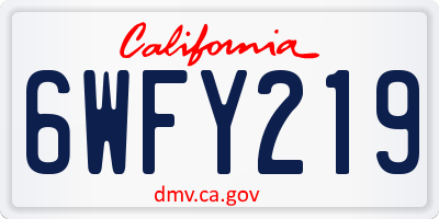 CA license plate 6WFY219