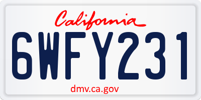 CA license plate 6WFY231