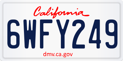 CA license plate 6WFY249