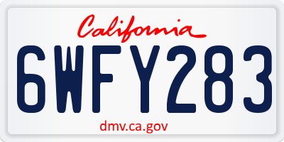 CA license plate 6WFY283