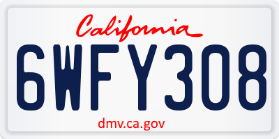 CA license plate 6WFY308