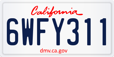 CA license plate 6WFY311