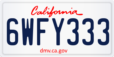 CA license plate 6WFY333