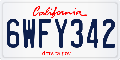 CA license plate 6WFY342