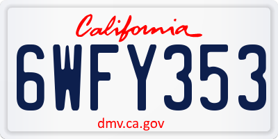CA license plate 6WFY353
