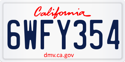 CA license plate 6WFY354