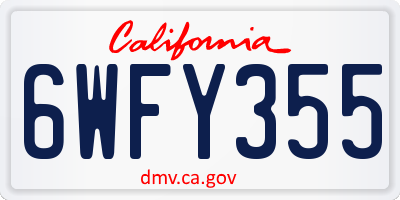 CA license plate 6WFY355