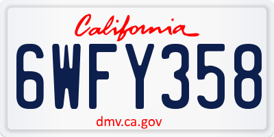 CA license plate 6WFY358