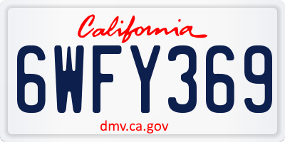 CA license plate 6WFY369