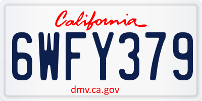 CA license plate 6WFY379