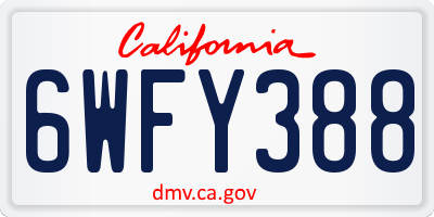 CA license plate 6WFY388