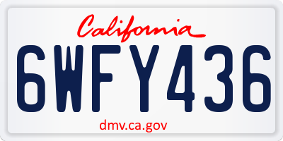CA license plate 6WFY436