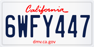 CA license plate 6WFY447