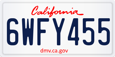 CA license plate 6WFY455