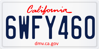 CA license plate 6WFY460