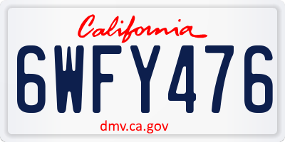 CA license plate 6WFY476