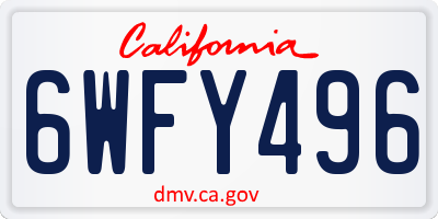 CA license plate 6WFY496