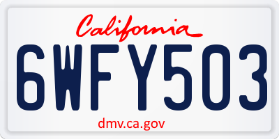 CA license plate 6WFY503
