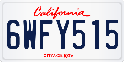 CA license plate 6WFY515