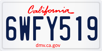 CA license plate 6WFY519