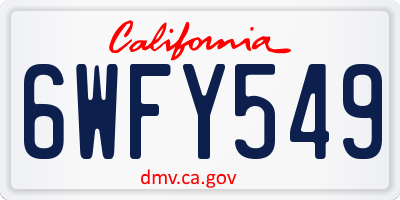 CA license plate 6WFY549