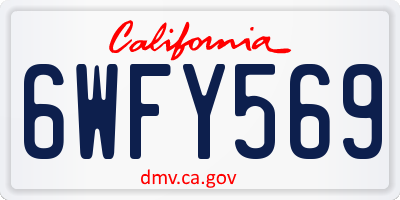 CA license plate 6WFY569