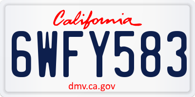 CA license plate 6WFY583