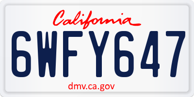 CA license plate 6WFY647