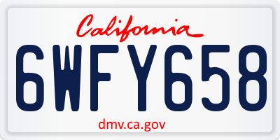 CA license plate 6WFY658
