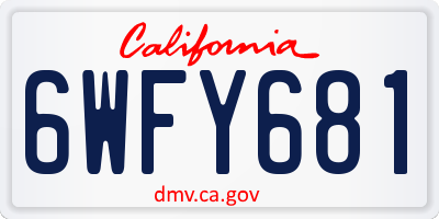 CA license plate 6WFY681