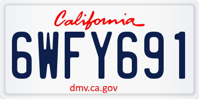 CA license plate 6WFY691
