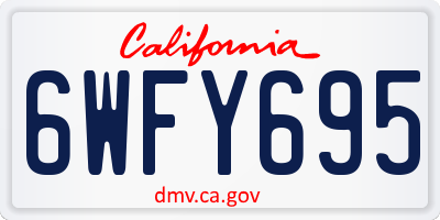 CA license plate 6WFY695
