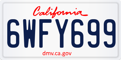CA license plate 6WFY699
