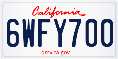 CA license plate 6WFY700