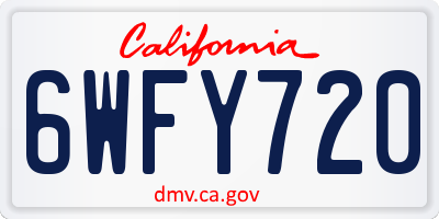 CA license plate 6WFY720