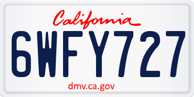 CA license plate 6WFY727