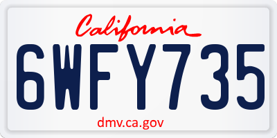 CA license plate 6WFY735