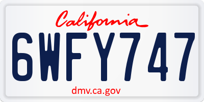 CA license plate 6WFY747