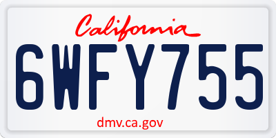 CA license plate 6WFY755