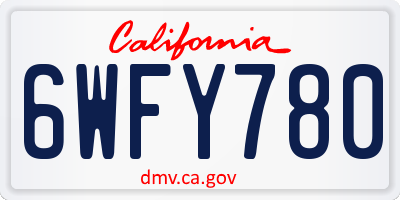 CA license plate 6WFY780