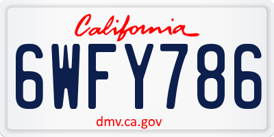 CA license plate 6WFY786