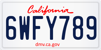 CA license plate 6WFY789