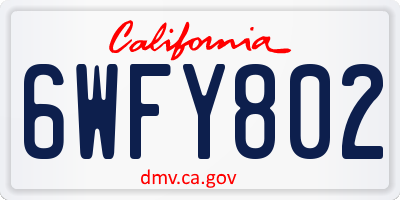 CA license plate 6WFY802